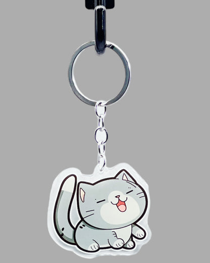 Chartreux Cat Acrylic keychain, Cute kawaii memorial ornament, pet portrait charm gift  backpack fob, dad car décor, first day of school gift