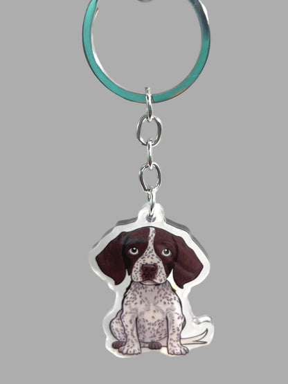 German Shorthaired Pointer Dog Acrylic Keychain, Cute kawaii memorial ornament, pet portrait charm gift backpack fob, dad car décor, dog mom gift