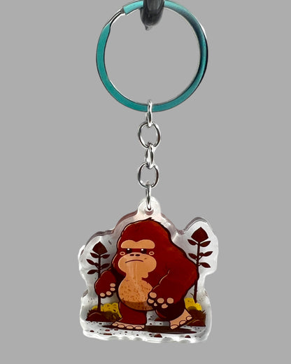 Sasquatch Acrylic Keychain, Wildlife Cute kawaii memorial ornament, pet portrait charm, backpack fob, dad car décor, stocking stuffer, birthday gift