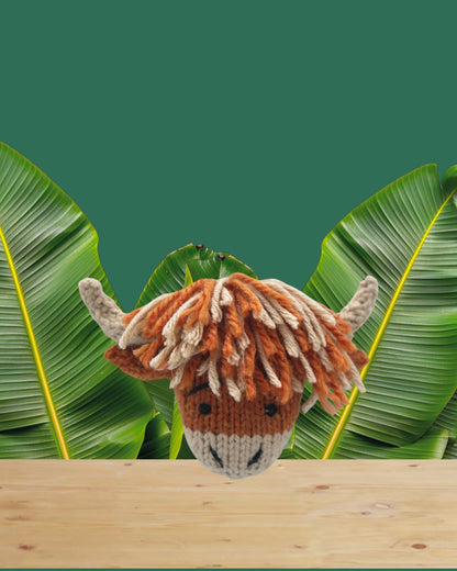 Highland cow knitted Animal Magnets - Cute Sensory Toy Car, Crochet Miniature Doll, Kids Bookshelf & Kitchen Décor, Office Desk Gift, Pocket Hug