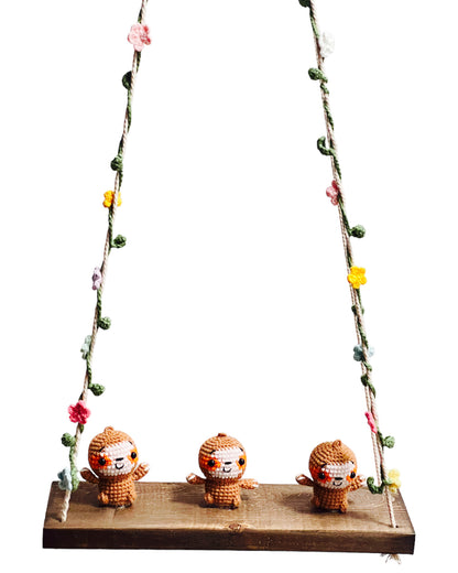 Sloths on a swing  Hanging Wall Shelf