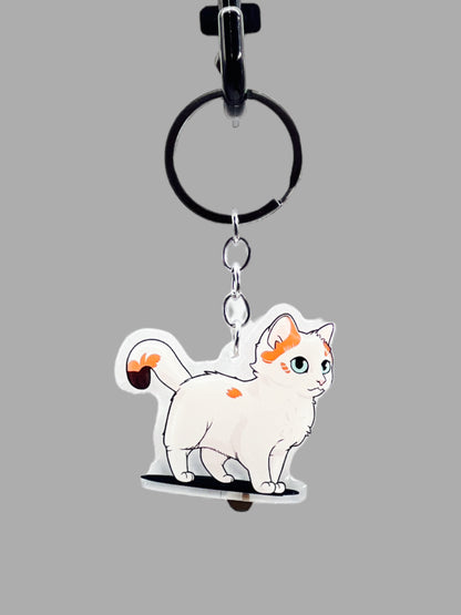 Norwegian Forest Cat Acrylic keychain, Cute kawaii memorial ornament, pet portrait charm gift  backpack fob, dad car décor, first day of school gift