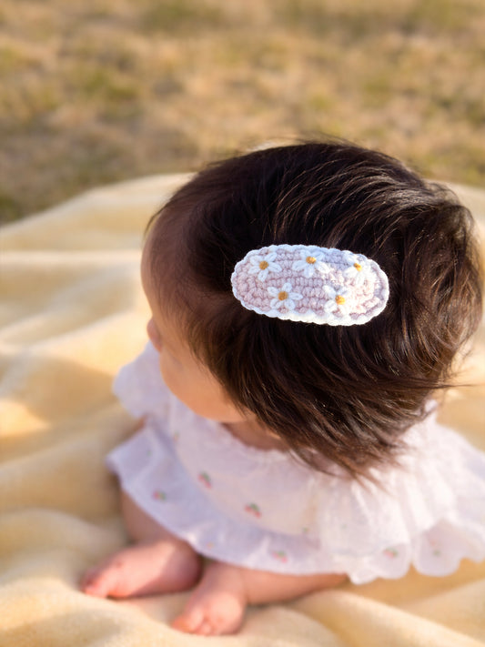 Crochet Trim Snap Hair Clips, Hair barrettes for kids