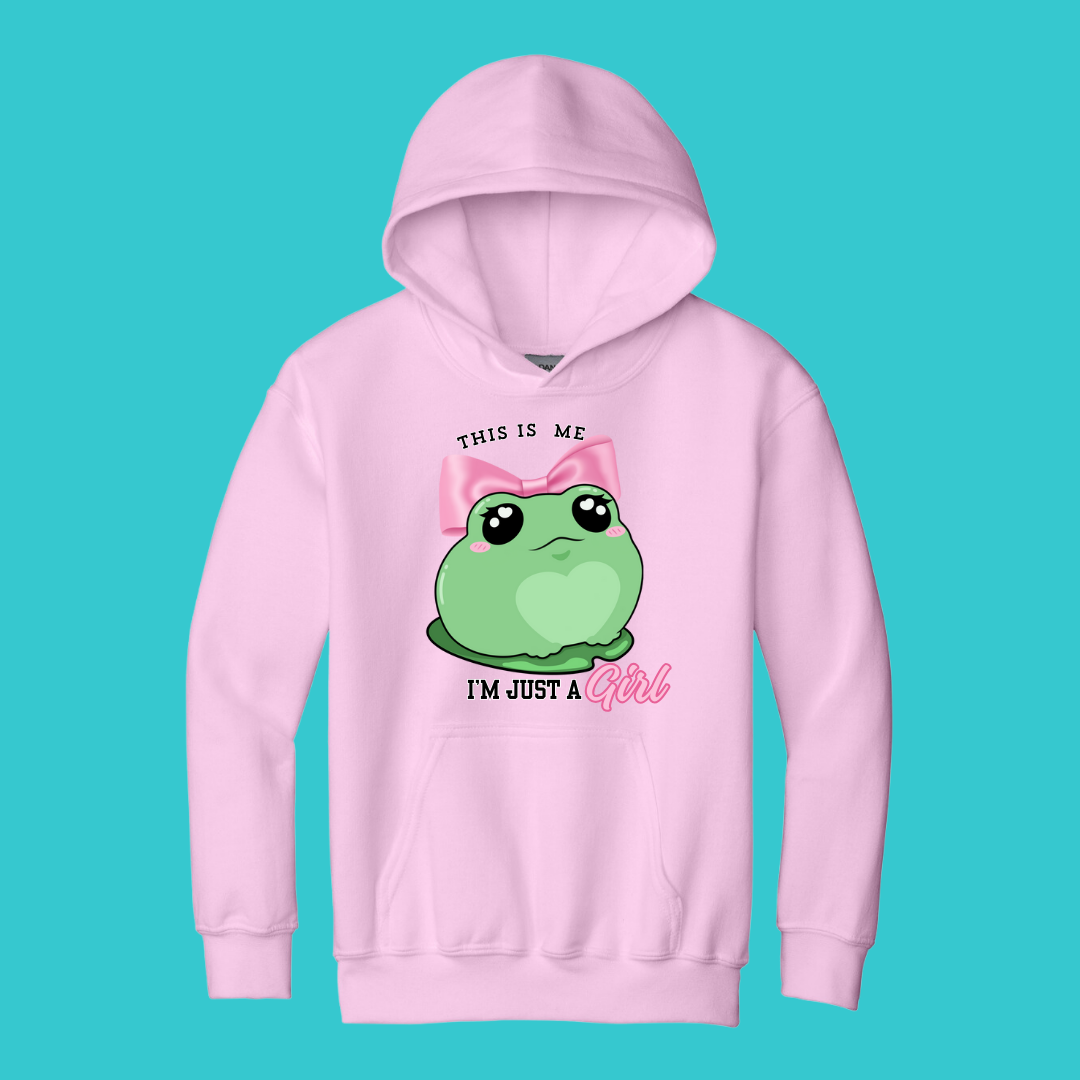 Youth Frog Sweatshirt Unisex Clothing Kawaii Hoodie : Frog and Toad and Bow Best Friend Gift . Fall Winter Essential. Mothers Day Gift for her