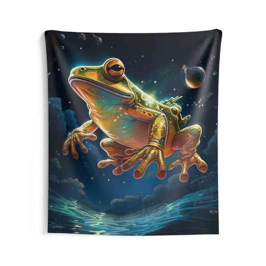 Frog Tapestry Contemporary Home Decor . Galaxy Wall Hanging Art for Baby Nursery, Dorm room, Coastal Home . Housewarming Gift