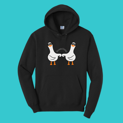 Unisex Clothing  Silly Goose Kawaii  Sweatshirt Hoodie :  Couples Gift .Best Friend Gift.  Fall Winter Essential