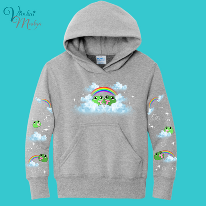 Youth Kawaii Frog  Sweater Hoodie  : Perfect Mother's Day Gift & Fall Winter Essential  .  Trendy, Unisex Style for Your Best Friend's Wardrobe