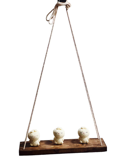 Bunnies on a swing  Hanging Wall Shelf