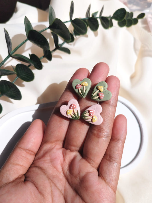 Set of 2 Dainty polymer clay stud earrings
