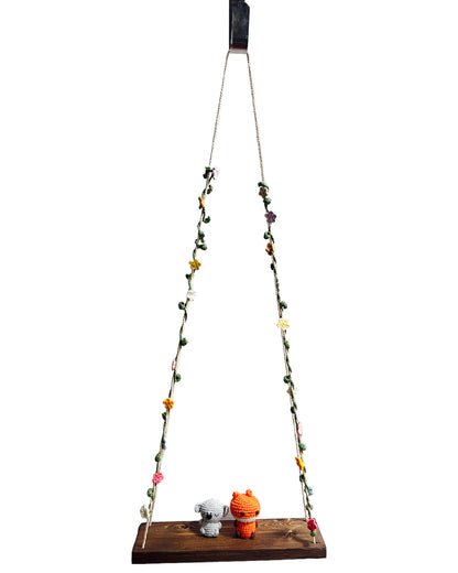 Koala and Fox on a swing  Hanging Wall Shelf