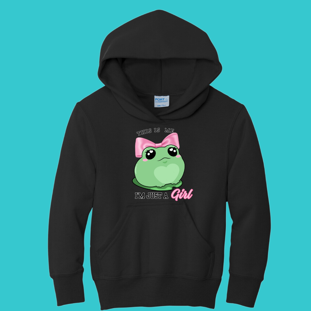 Youth Frog Sweatshirt Unisex Clothing Kawaii Hoodie : Frog and Toad and Bow Best Friend Gift . Fall Winter Essential. Mothers Day Gift for her