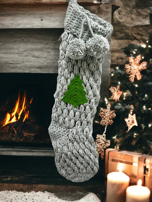 Dark Grey  Christmas Tree Stocking