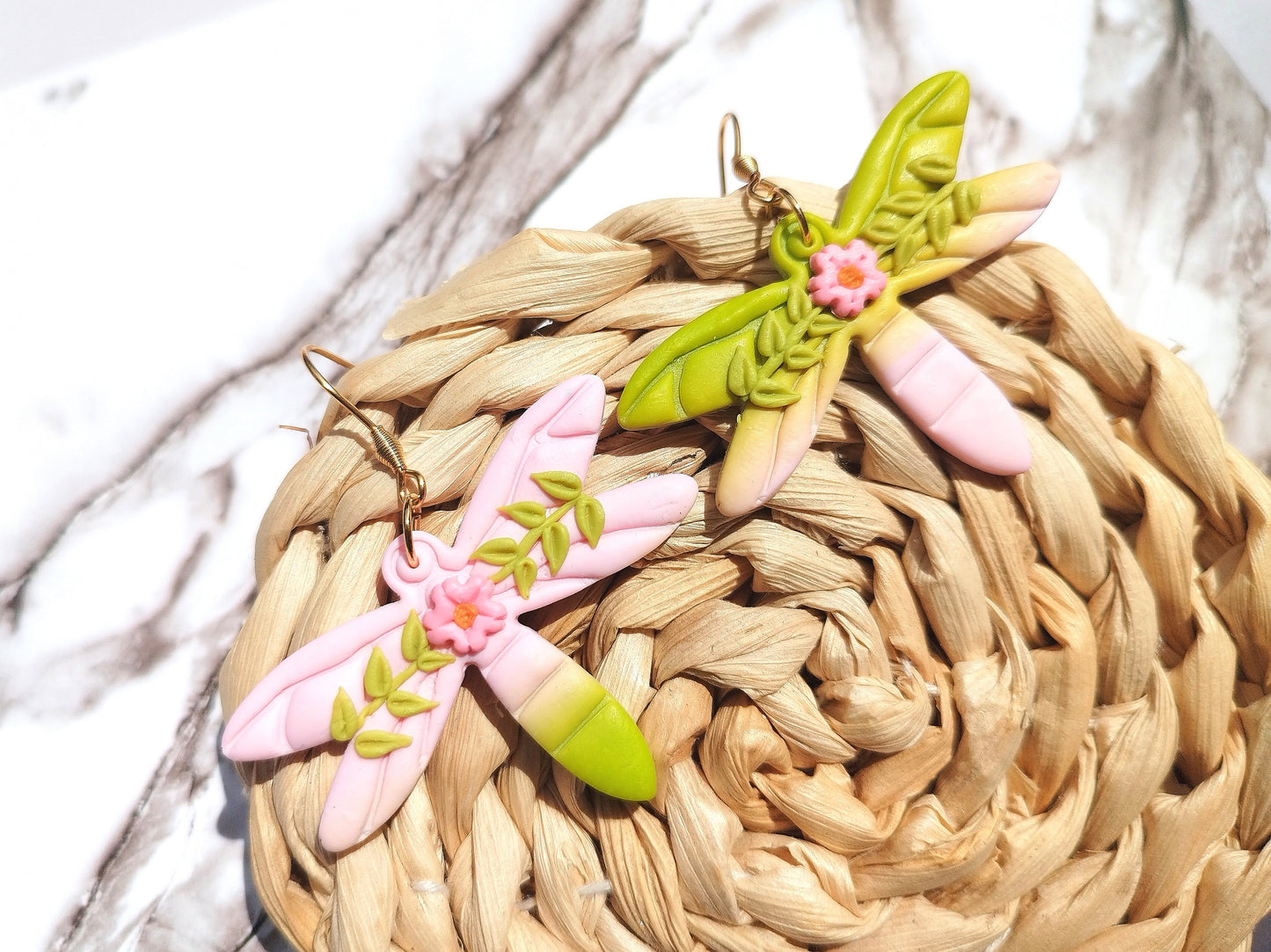 Dragonfly polymer clay earrings cute minimalist nature girls earrings, birthday gift for best friend, Christmas gift or stocking stuffer for her