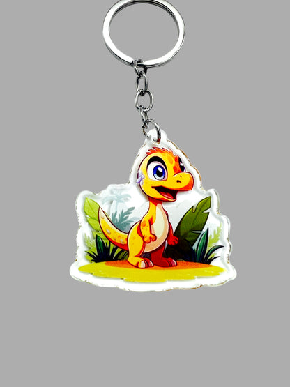 Velociraptor Dinosaur Kawaii Wildlife Acrylic Keychain