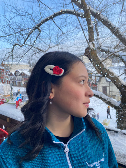 Valentines Gifts : Crochet Hair Clips . Barrettes for Teens, Granddaughters, Newborn Girl Outfits, with Embroidery Designs