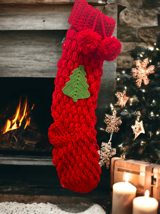 Red Christmas Tree Stocking
