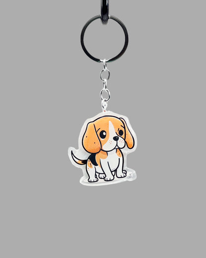 Beagle Dog Acrylic keychain Cute kawaii memorial ornament, pet portrait charm gift  backpack photo fob, dad car décor, first day of school