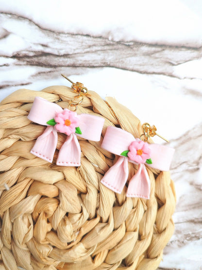 Sakura Dainty polymer clay earrings,  japanese kawaii earrings, fun funky weird handmade cottagecore, cute anime, novelty quirky unique earrings
