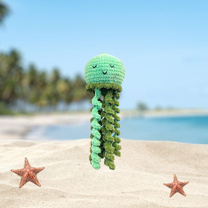Jellyfish Handmade Crochet stuffed Doll for Montessori Play, Nursery Decor, and Baby Shower Gifts . Granddaughter, niece, nephew & grandson