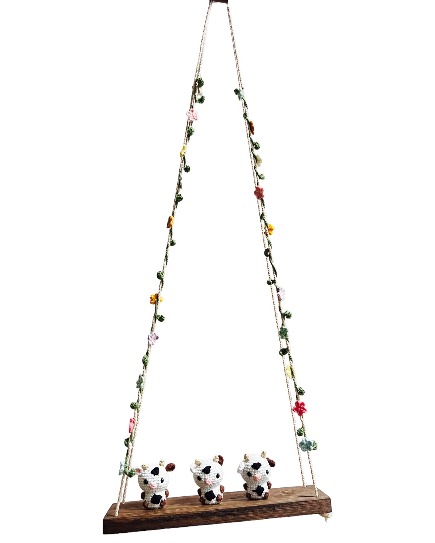 Cows on a swing  Hanging Wall Shelf