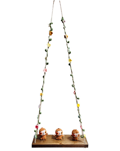 Sloths on a swing  Hanging Wall Shelf
