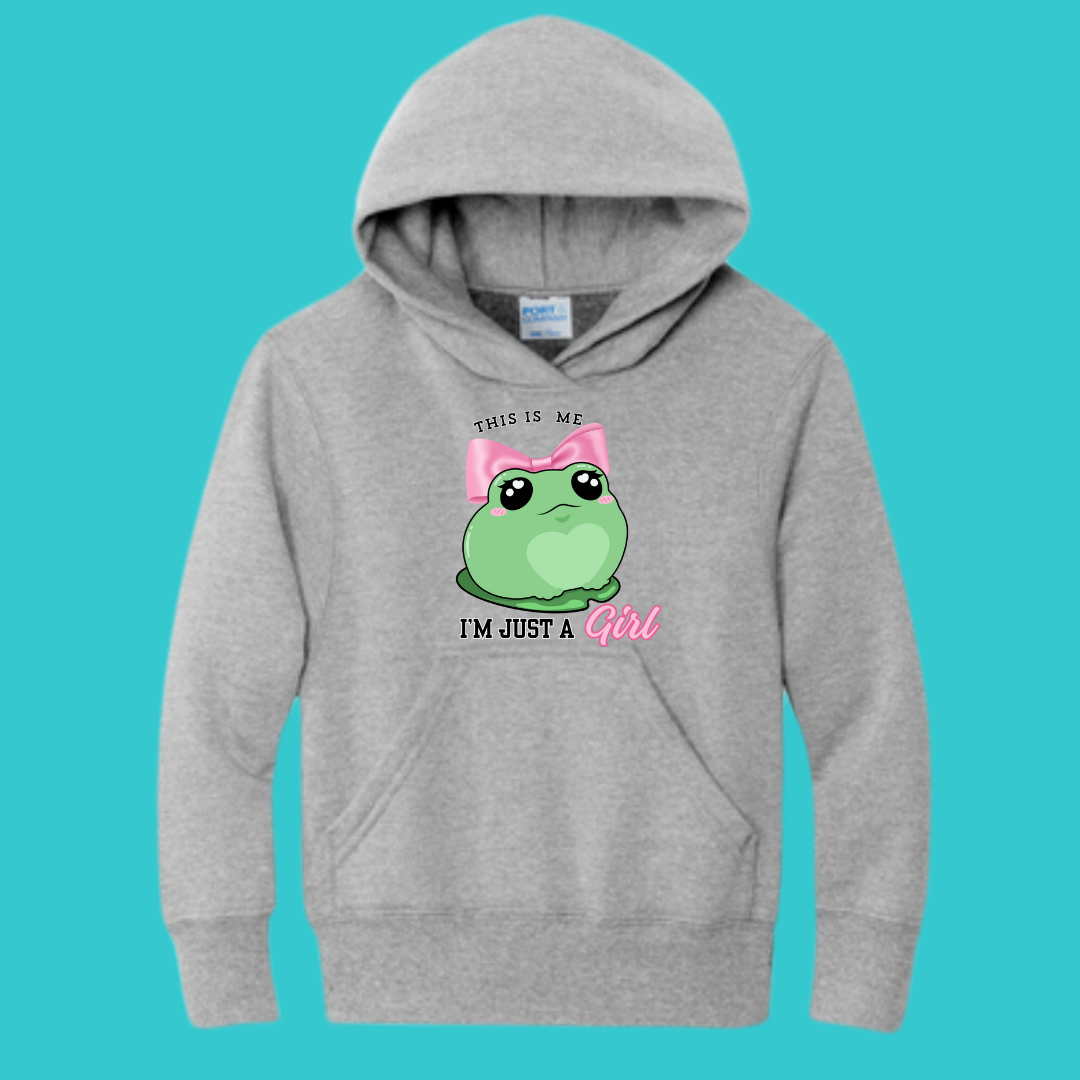 Youth Frog Sweatshirt Unisex Clothing Kawaii Hoodie : Frog and Toad and Bow Best Friend Gift . Fall Winter Essential. Mothers Day Gift for her