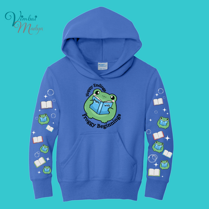 Youth Frog Book Lovers Gift Sweatshirt Unisex Clothing Kawaii  Hoodie : Best Friend Gift . Fall Winter Essential