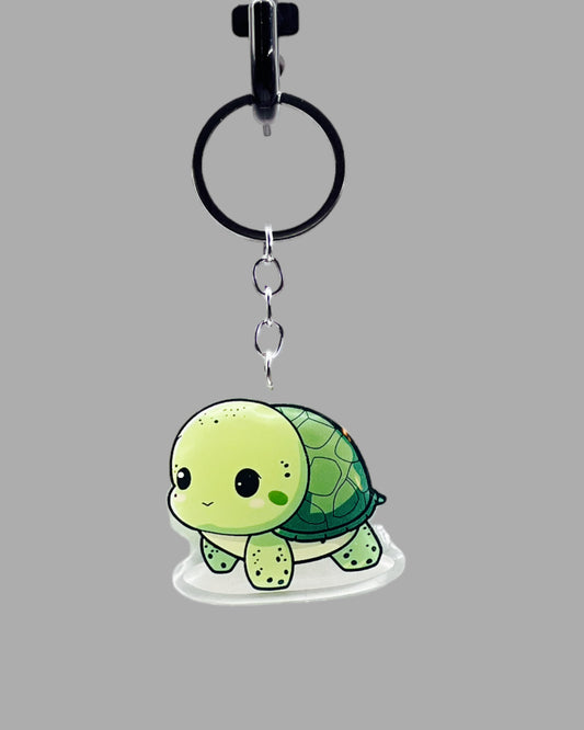 Turtle Acrylic keychain, Wildlife Cute kawaii memorial ornament, pet portrait charm, backpack fob, dad car décor, stocking stuffer