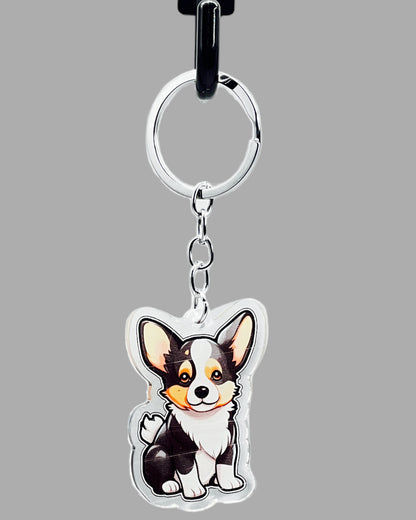 Corgi Dog Acrylic Keychain Cute kawaii memorial ornament, pet portrait charm gift  backpack photo fob, dad car décor, dog mom gift
