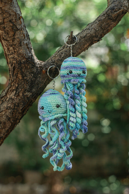 Jellyfish Keychain Miniature amigurumi figurine for office desk decor, fidget sensory toy, unique gift for car dashboard . kawaii pocket  hug