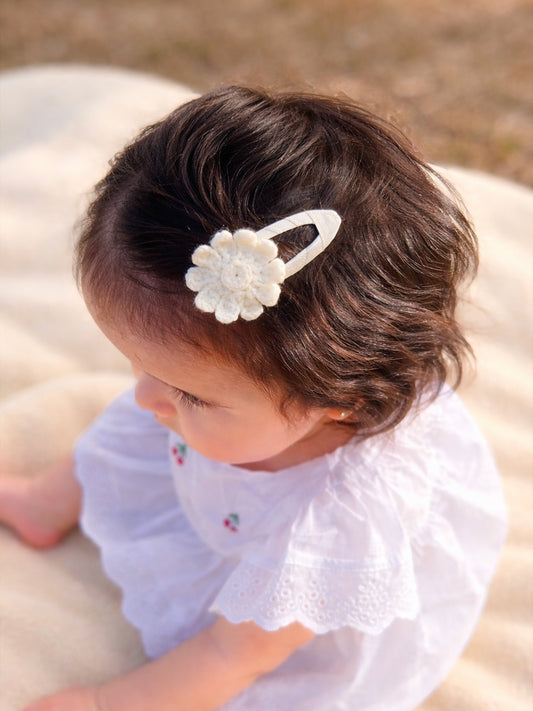 Crochet Trim Snap Hair Clips, Hair barrettes for kids