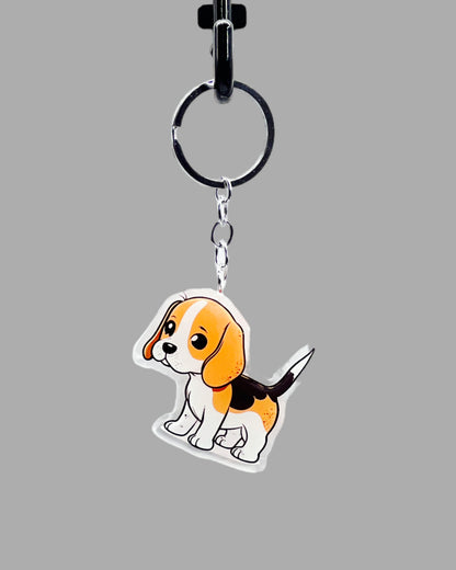 Beagle Dog Acrylic keychain Cute kawaii memorial ornament, pet portrait charm gift  backpack photo fob, dad car décor, first day of school