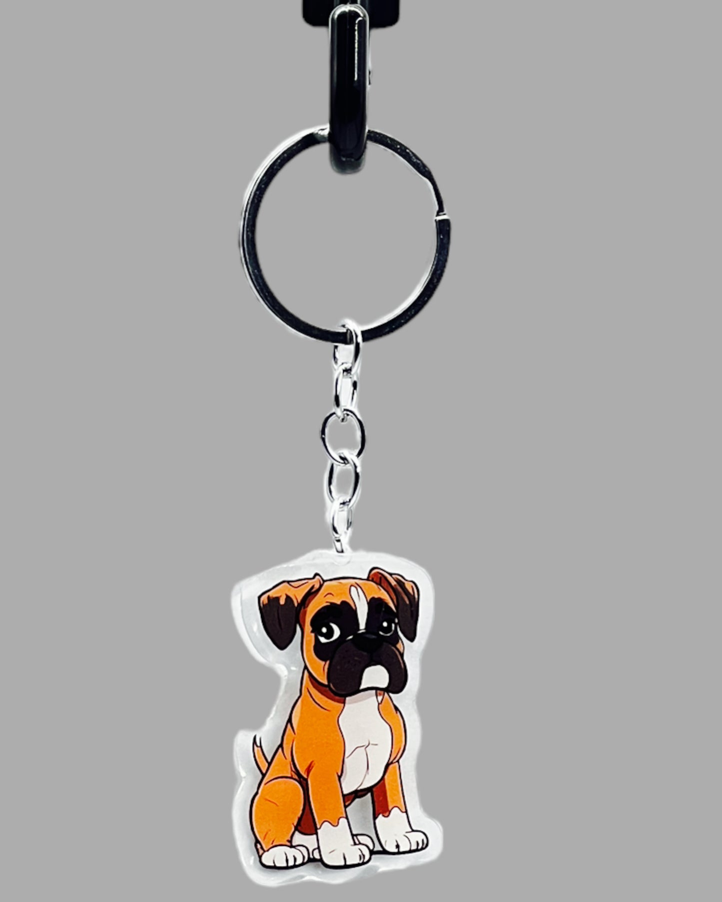 Boxer Dog Acrylic keychain, Cute kawaii memorial ornament, pet portrait charm gift  backpack fob, dad car décor, first day of school