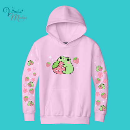 Kawaii Frog  Youth Sweater Hoodie  : Perfect Birthday Gift & Fall Winter Essential  .  Trendy, Unisex Style for Your Best Friend's Wardrobe