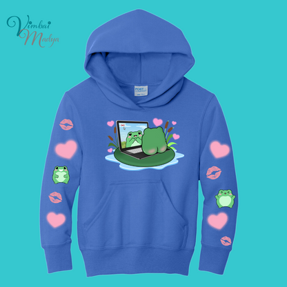 Youth Unisex Clothing Frog Kawaii Frog Sweater Hoodie : frog and toad couples Gift .Best Friend Gift.  Fall Winter Essential