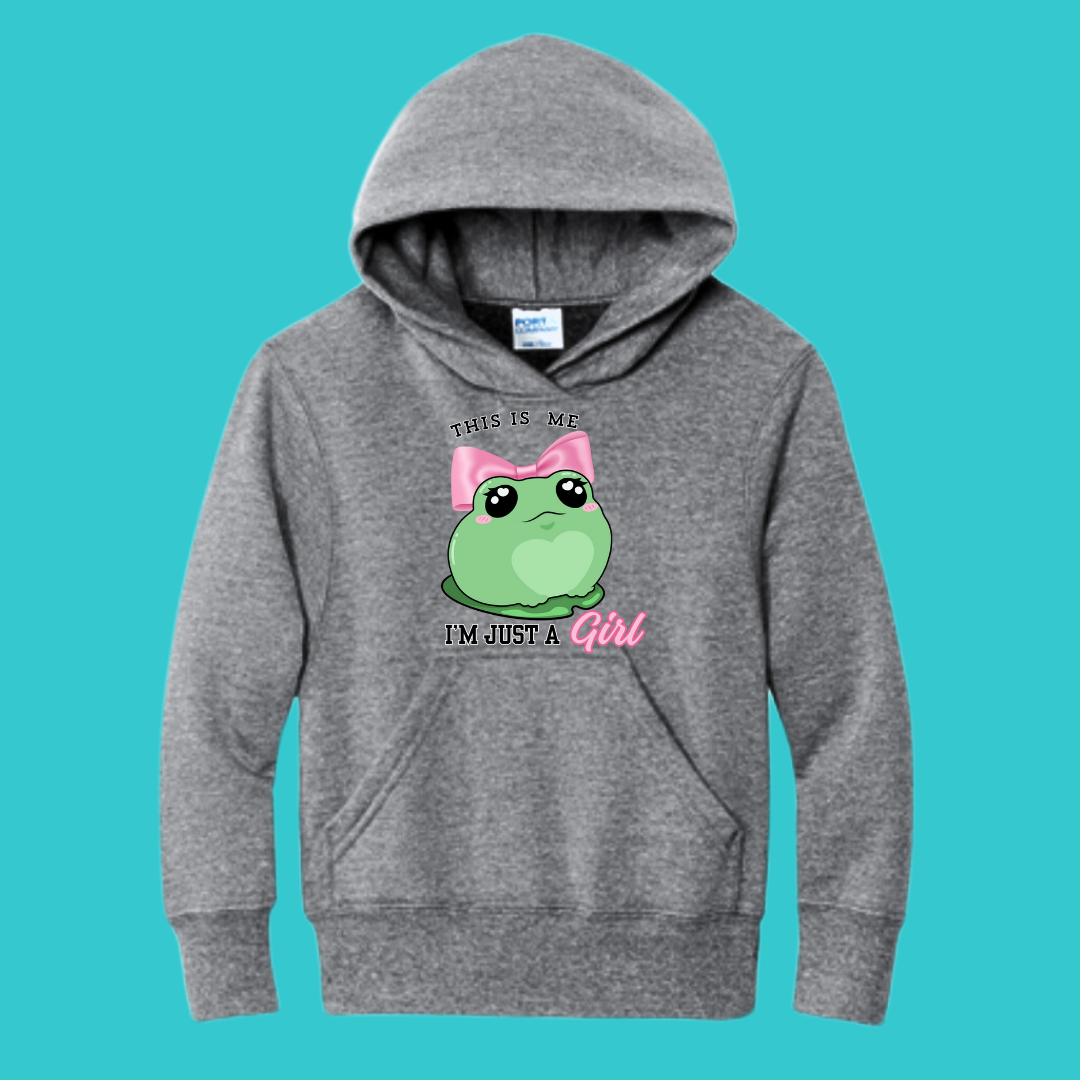 Youth Frog Sweatshirt Unisex Clothing Kawaii Hoodie : Frog and Toad and Bow Best Friend Gift . Fall Winter Essential. Mothers Day Gift for her