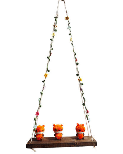 Foxes on a swing  Hanging Wall Shelf