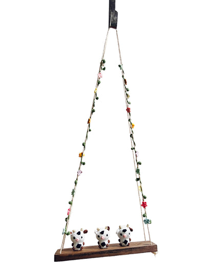 Cows on a swing  Hanging Wall Shelf