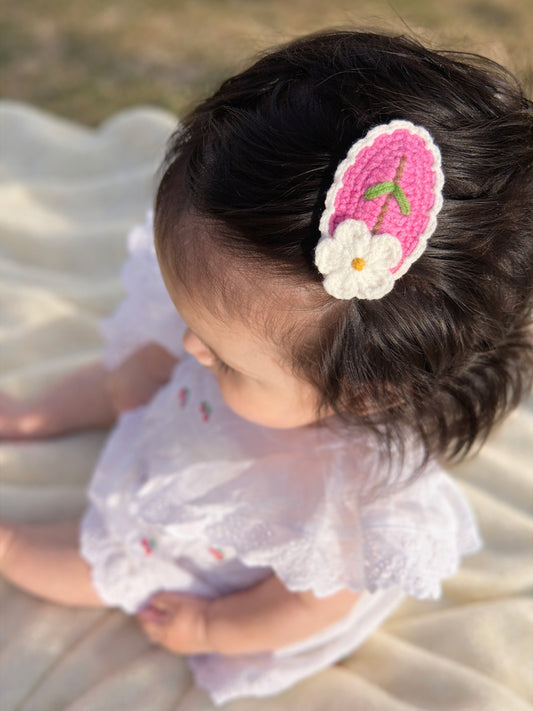 Crochet Trim Snap Hair Clips, Hair barrettes for kids