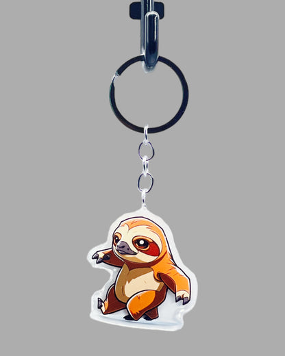 Sloth Acrylic keychain, Wildlife Cute kawaii memorial ornament, pet portrait charm, backpack fob, dad car décor, stocking stuffer, birthday gift
