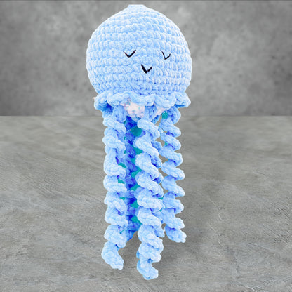 Jellyfish Handmade Crochet stuffed Doll for Montessori Play, Nursery Decor, and Baby Shower Gifts . Granddaughter, niece, nephew & grandson