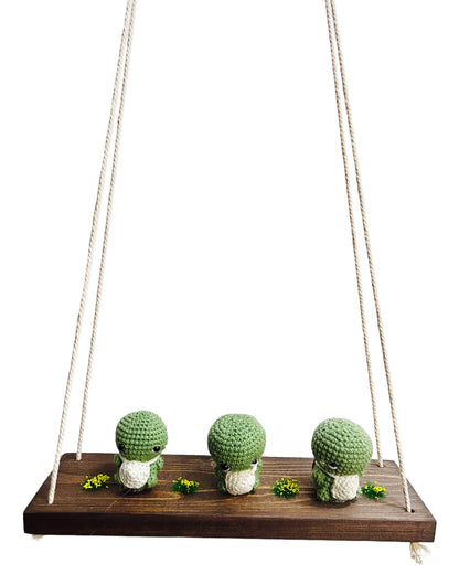 Turtles on a swing  Hanging Wall Shelf
