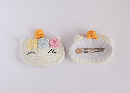 Trendy Girls' Gifts : Crochet Hair Clips . Barrettes for Teens, Granddaughters, Newborn Girl Outfits, with Embroidery Designs