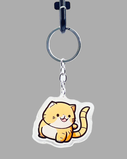 Orange Tabby Cat Acrylic keychain, Cute kawaii memorial ornament, pet portrait charm gift backpack fob, dad car décor, first day of school gift