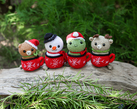 Set of 4 crochet mini doll Christmas  ornament