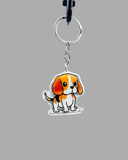 Beagle Dog Acrylic keychain Cute kawaii memorial ornament, pet portrait charm gift  backpack photo fob, dad car décor, first day of school