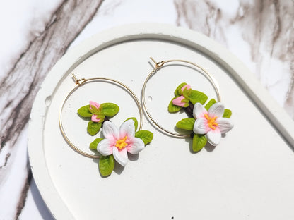 Sakura Blossom polymer clay earrings, japanese kawaii earrings, fun funky weird handmade cottagecore, cute anime, novelty quirky unique earrings