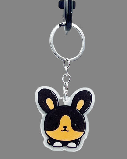 Australian Shepherd Dog Acrylic keychain Cute kawaii animal memorial ornament, pet portrait charm gift  backpack photo fob or dad car décor