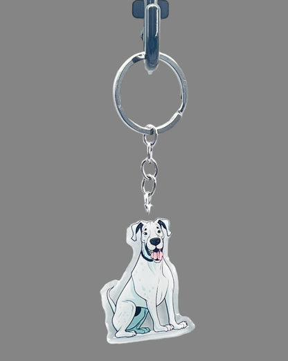 Great Dane Dog Acrylic keychain, Cute kawaii memorial ornament, pet portrait charm gift, backpack photo fob, dad car décor, dog mom gift