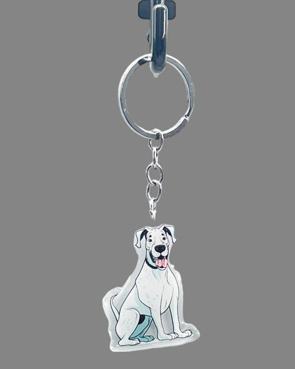 Great Dane Dog Acrylic keychain, Cute kawaii memorial ornament, pet portrait charm gift, backpack photo fob, dad car décor, dog mom gift